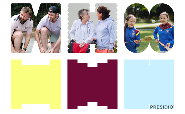 A graphical image displays groups of people doing every day tasks