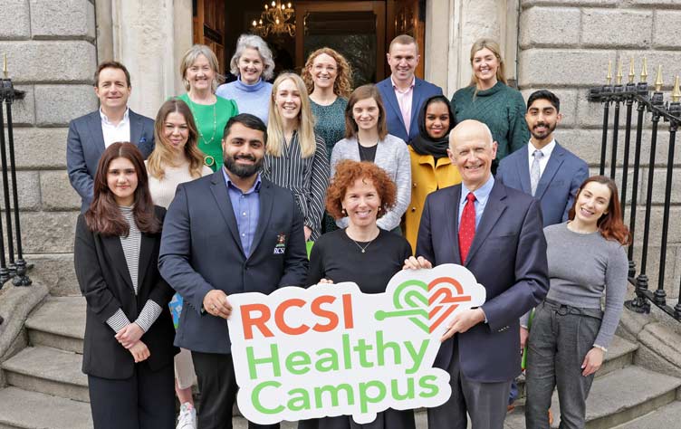 A group pose for the launch of the RCSI Healthy Campus Charter