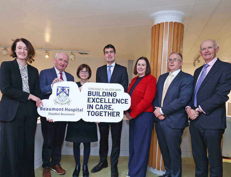 Beaumont Hospital strategic plan Group of seven people pose with some signage