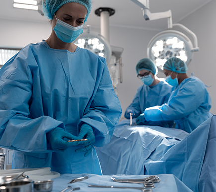 Medical professionals in the operating theatre.