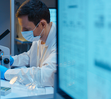 A medical scientist working in a lab.