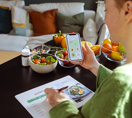 A patient using a nutrition smartphone app.