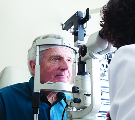 A man having his eyes examined.