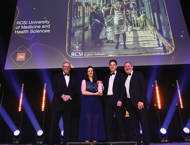 Dr Ines Peric and Eric O’Flynn, RCSI Institute of Global Surgery, receive the award for Technological Innovation of the Year