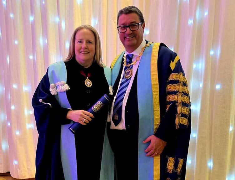 Professor Deborah McNamara, pictured with the Professor Rowan Parks, accepting her Honorary Fellowship of the Royal College of Surgeons of Edinburgh